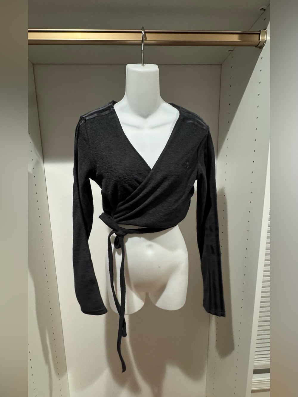 adidas Black Wrap Crop Top with Tie